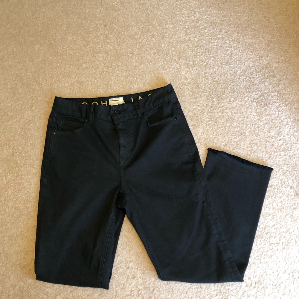 NEW Kate Spade Broome Street Mid/High Rise Raw Hem OOh La La Jeans in Black Crop